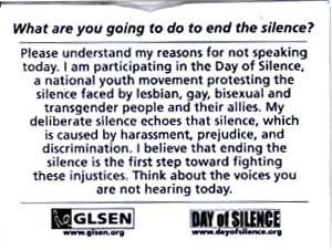 Day of Silence Note