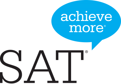 the word SAT with the words achieve more in a thought bubble above it