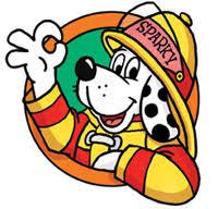 Cartoon Graphic of Dog in Fire Fighter Unifrom